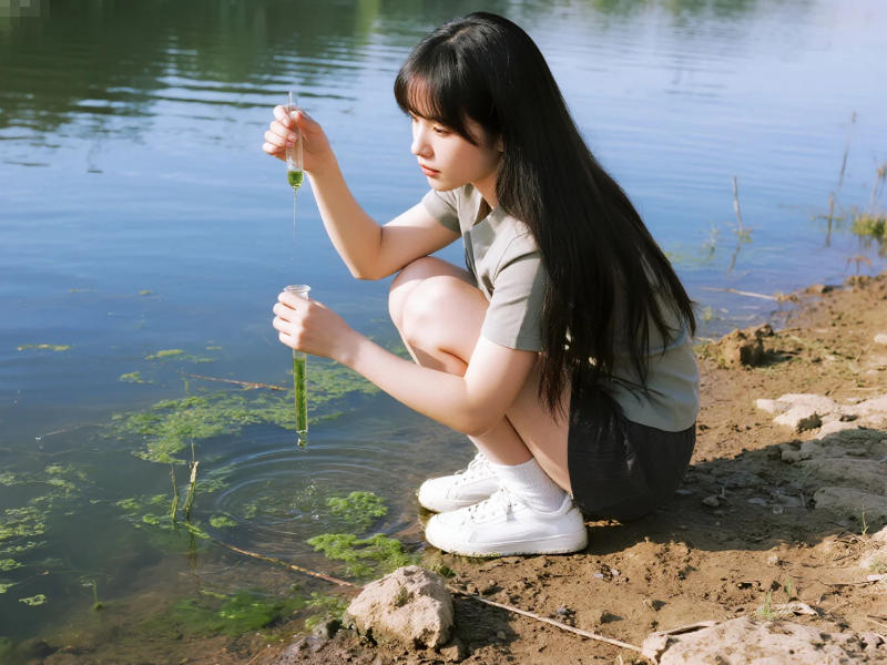 發生水華大量藍綠藻的水面